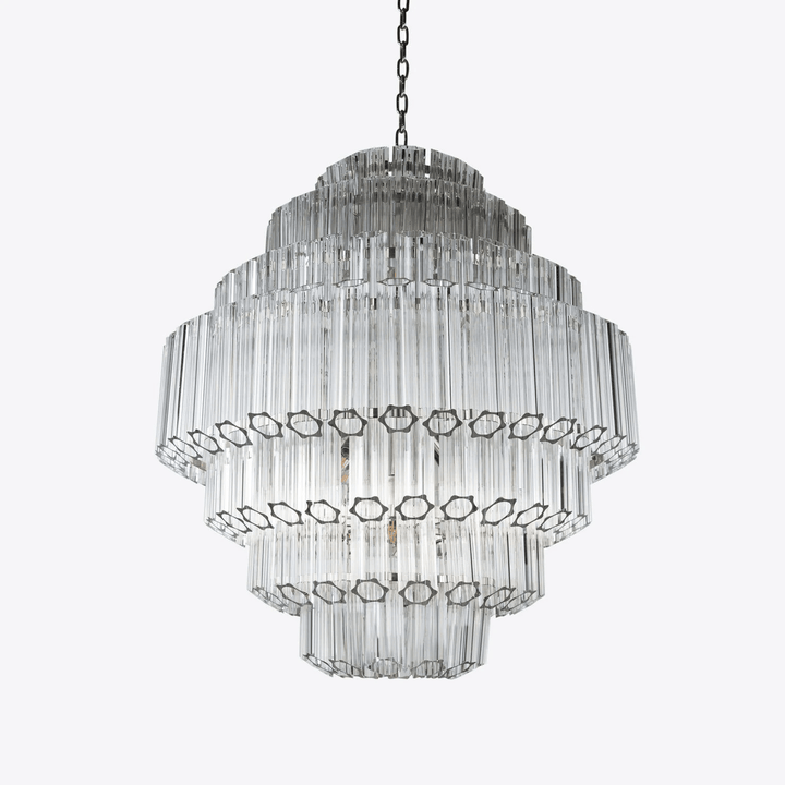 Aurora Lustre Transparent Verre Tube Superposé Grande Vintage - Neutralighting