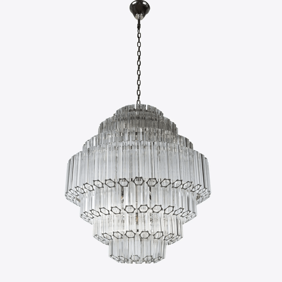 Aurora Lustre Transparent Verre Tube Superposé Grande Vintage - Neutralighting