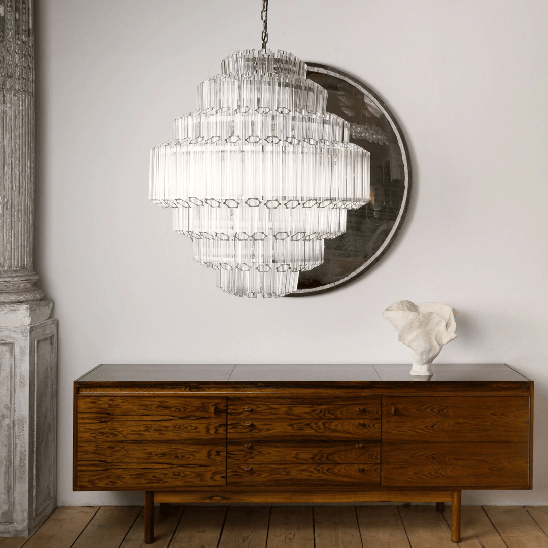Aurora Lustre Transparent Verre Tube Superposé Grande Vintage - Neutralighting