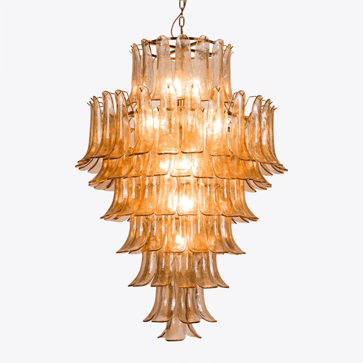 Aurora Chandelier Pétale en Verre Murano Ambre Style Milieu de Siècle - Neutralighting