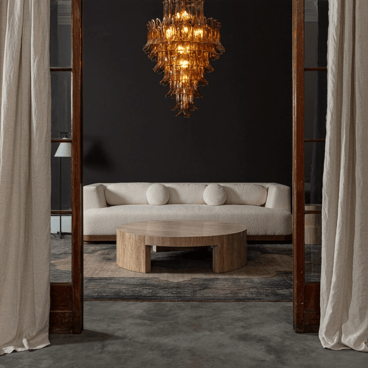 Aurora Chandelier Pétale en Verre Murano Ambre Style Milieu de Siècle - Neutralighting