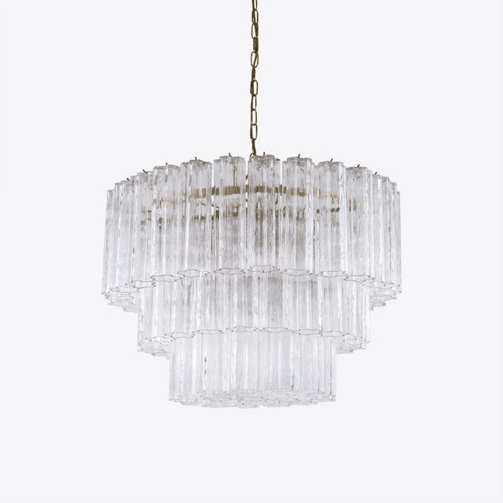 Aurora Lustre Cinq Étage Cannelé Verre Tube Mid Siècle - Neutralighting