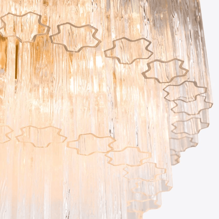 Aurora Lustre Cinq Étage Cannelé Verre Tube Mid Siècle - Neutralighting