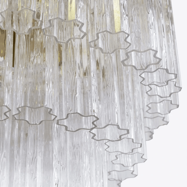 Aurora Lustre Cinq Étage Cannelé Verre Tube Mid Siècle - Neutralighting