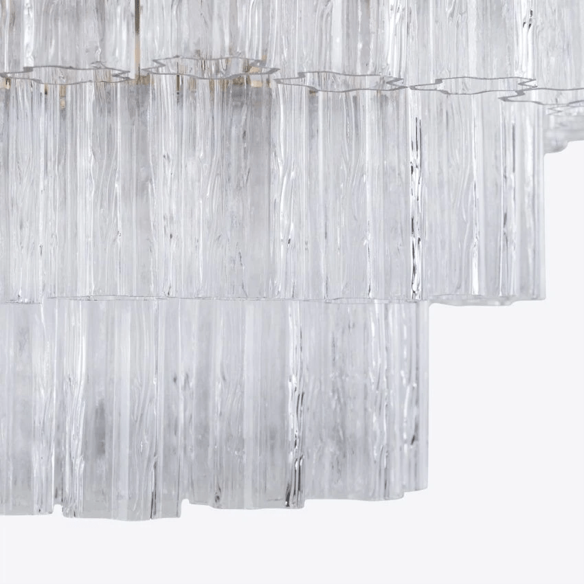 Aurora Lustre Cinq Étage Cannelé Verre Tube Mid Siècle - Neutralighting