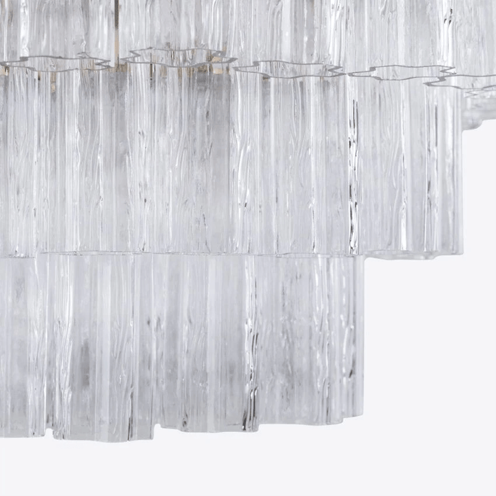 Aurora Lustre Cinq Étage Cannelé Verre Tube Mid Siècle - Neutralighting