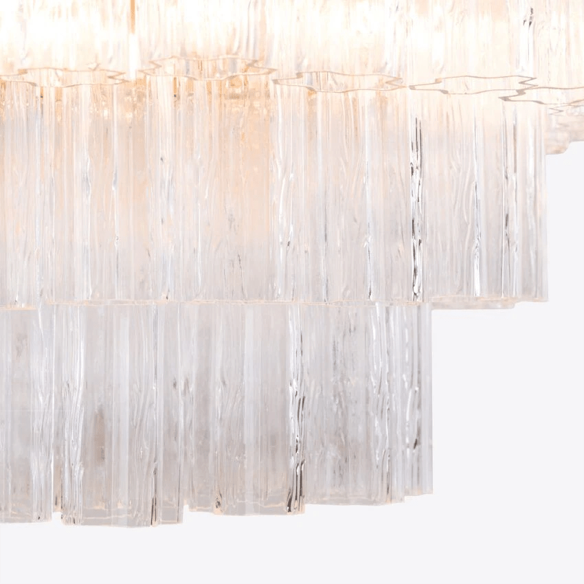 Aurora Lustre Cinq Étage Cannelé Verre Tube Mid Siècle - Neutralighting
