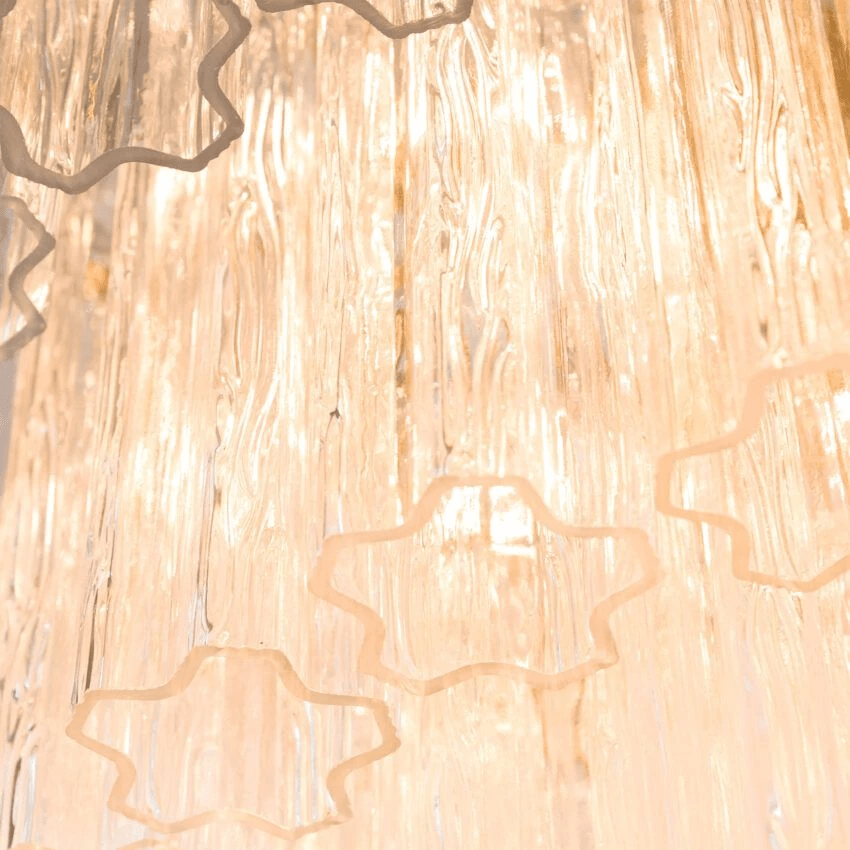 Aurora Lustre Cinq Étage Cannelé Verre Tube Mid Siècle - Neutralighting