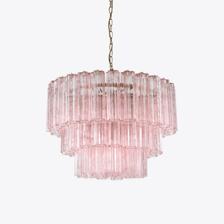 Aurora Lustre Cinq Étage Cannelé Verre Tube Mid Siècle - Neutralighting