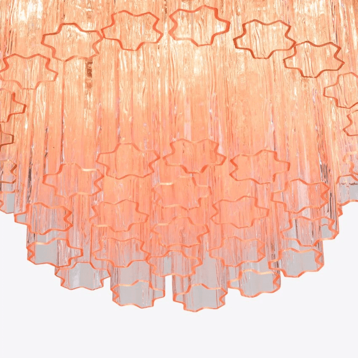 Aurora Lustre Cinq Étage Cannelé Verre Tube Mid Siècle - Neutralighting