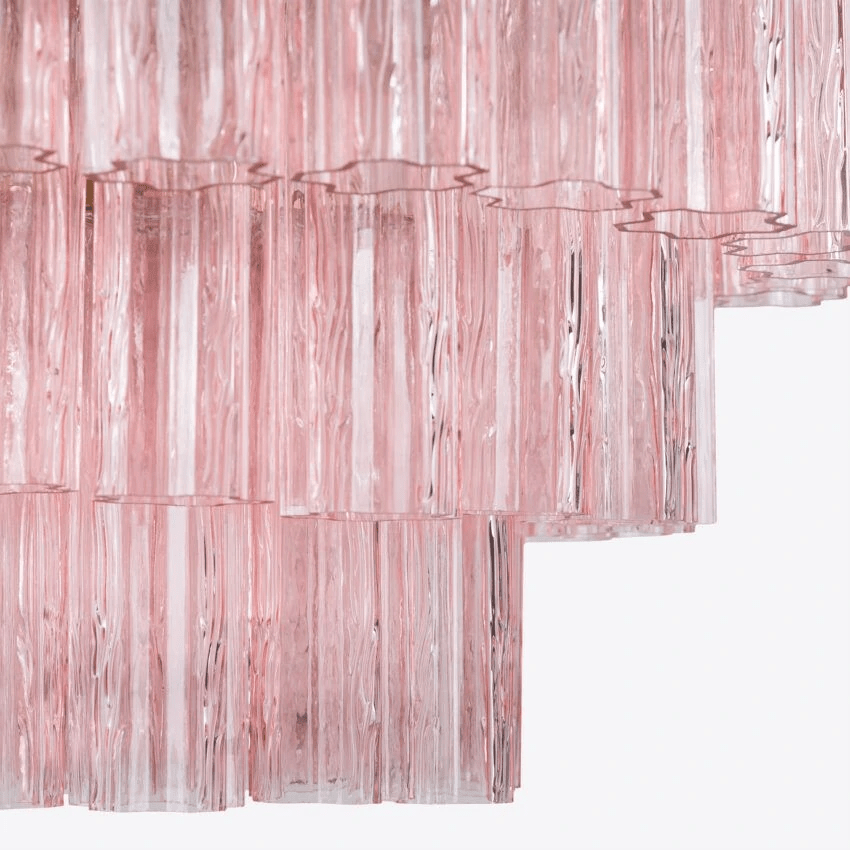 Aurora Lustre Cinq Étage Cannelé Verre Tube Mid Siècle - Neutralighting