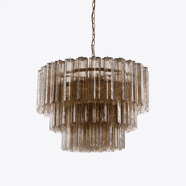 Aurora Lustre Cinq Étage Cannelé Verre Tube Mid Siècle - Neutralighting