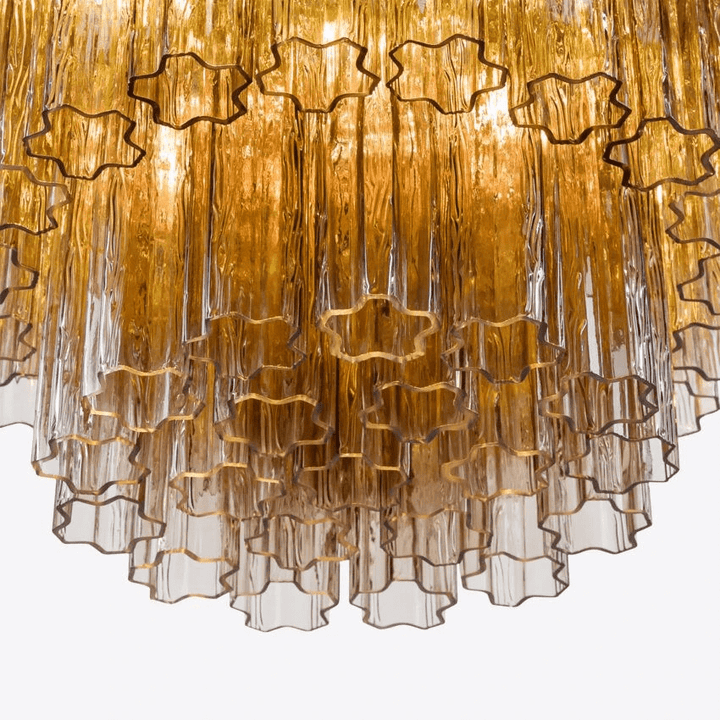 Aurora Lustre Cinq Étage Cannelé Verre Tube Mid Siècle - Neutralighting