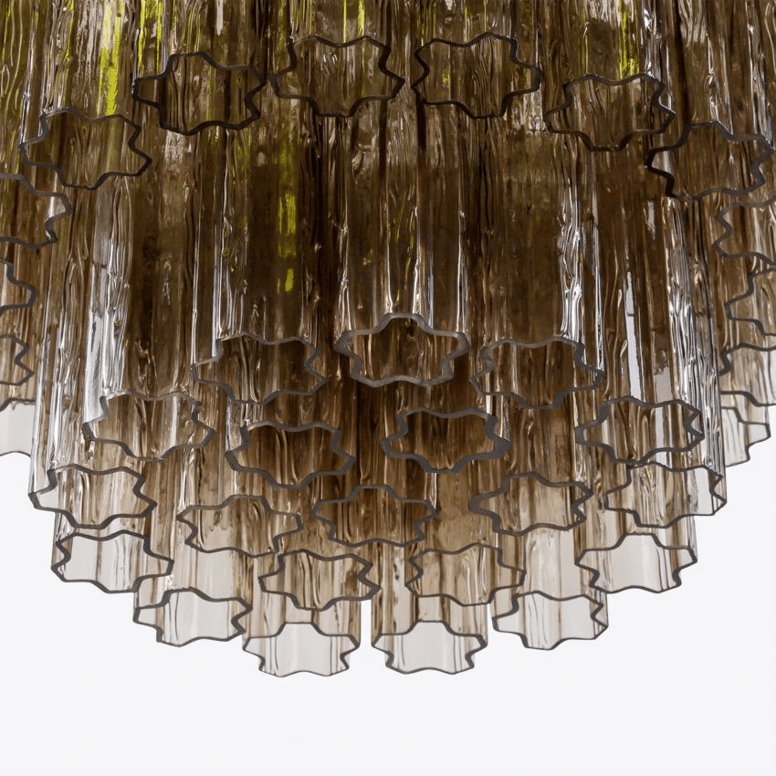 Aurora Lustre Cinq Étage Cannelé Verre Tube Mid Siècle - Neutralighting