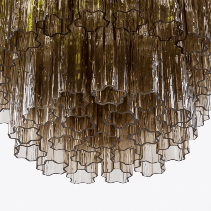 Aurora Lustre Cinq Étage Cannelé Verre Tube Mid Siècle - Neutralighting