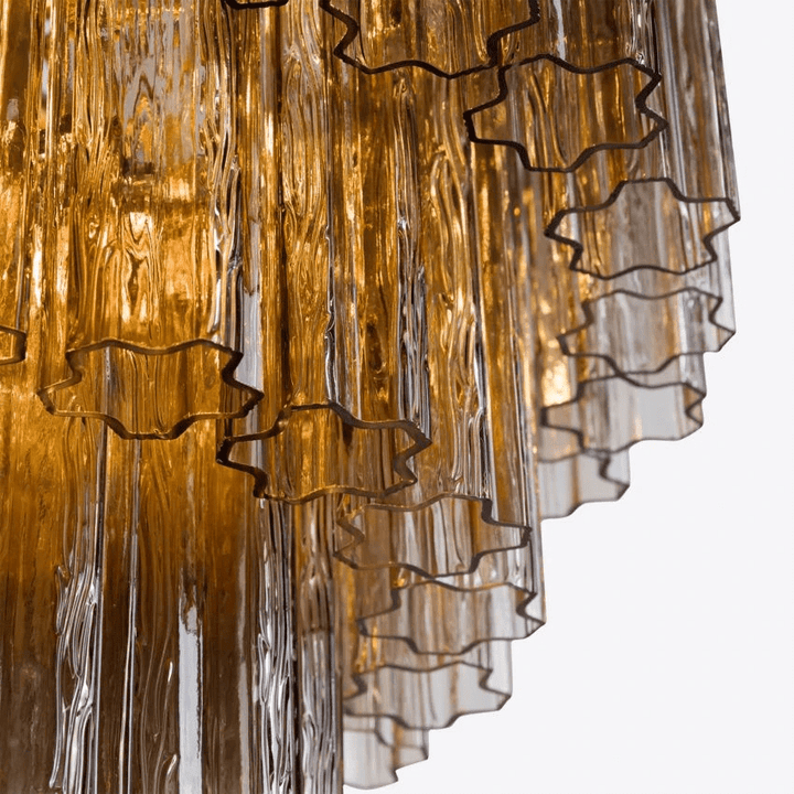 Aurora Lustre Cinq Étage Cannelé Verre Tube Mid Siècle - Neutralighting