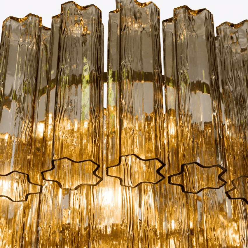 Aurora Lustre Cinq Étage Cannelé Verre Tube Mid Siècle - Neutralighting