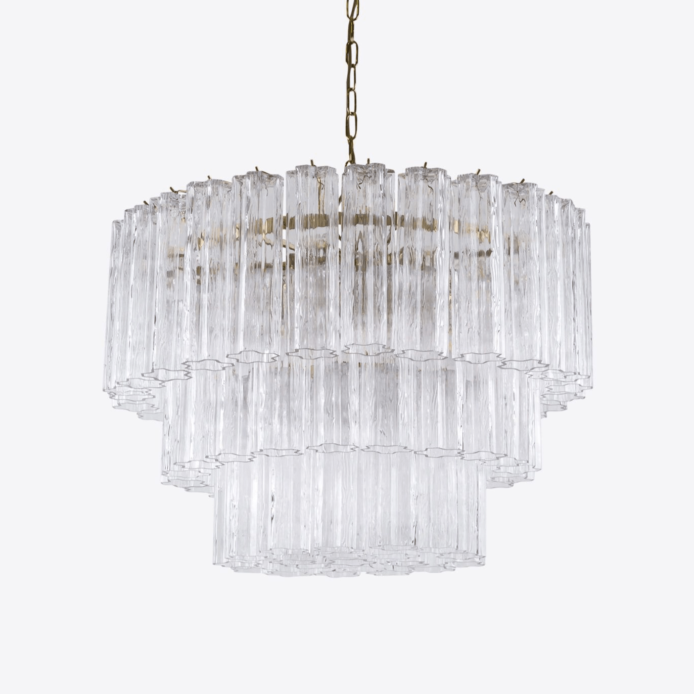 Aurora Lustre Cinq Étage Cannelé Verre Tube Mid Siècle - Neutralighting