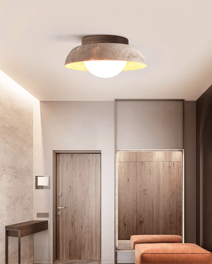 Ashaionis Lampe Plafonnier Disc-Dôme en Travertin - Neutralighting