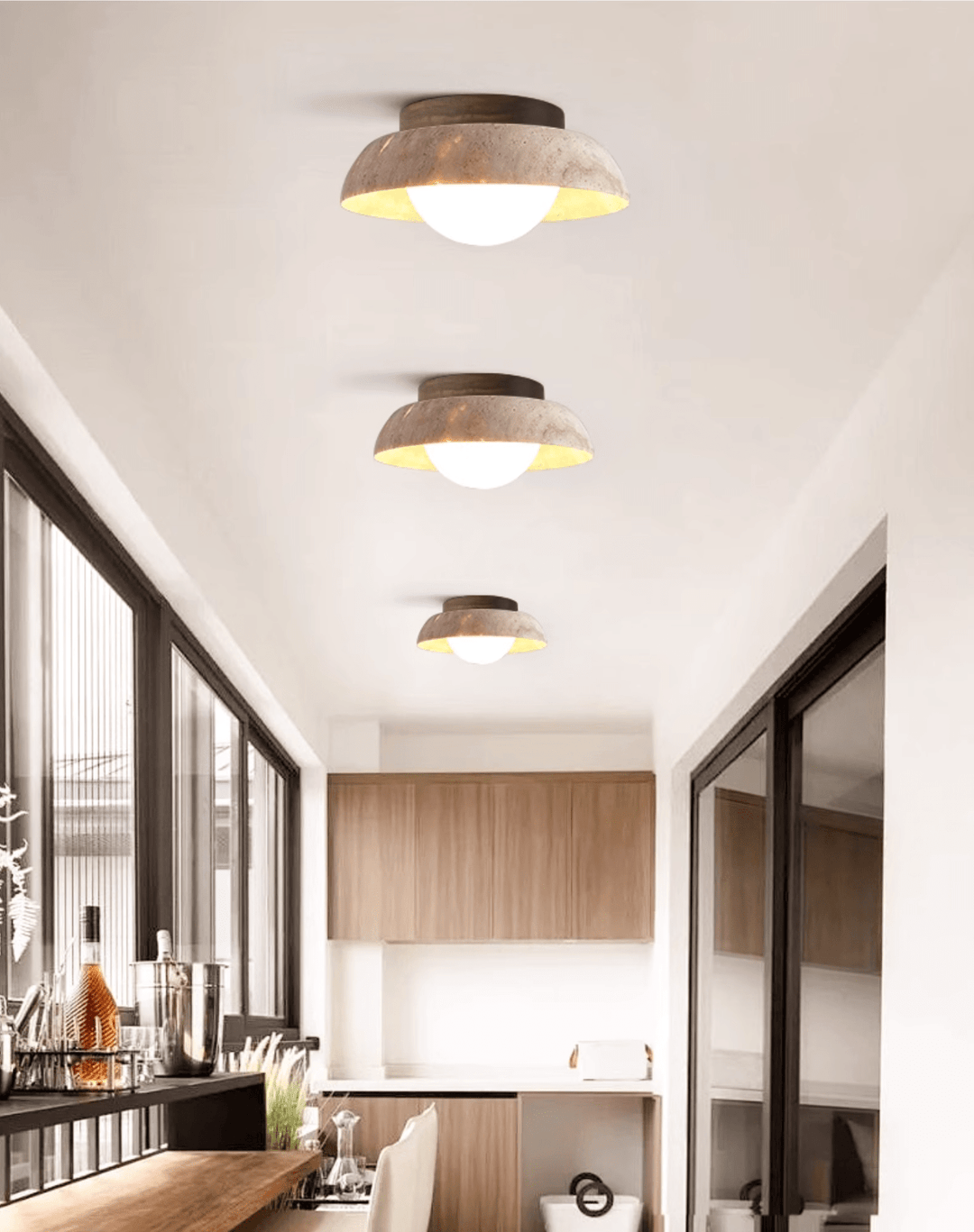 Ashaionis Lampe Plafonnier Disc-Dôme en Travertin - Neutralighting
