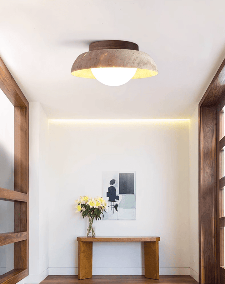 Ashaionis Lampe Plafonnier Disc-Dôme en Travertin - Neutralighting