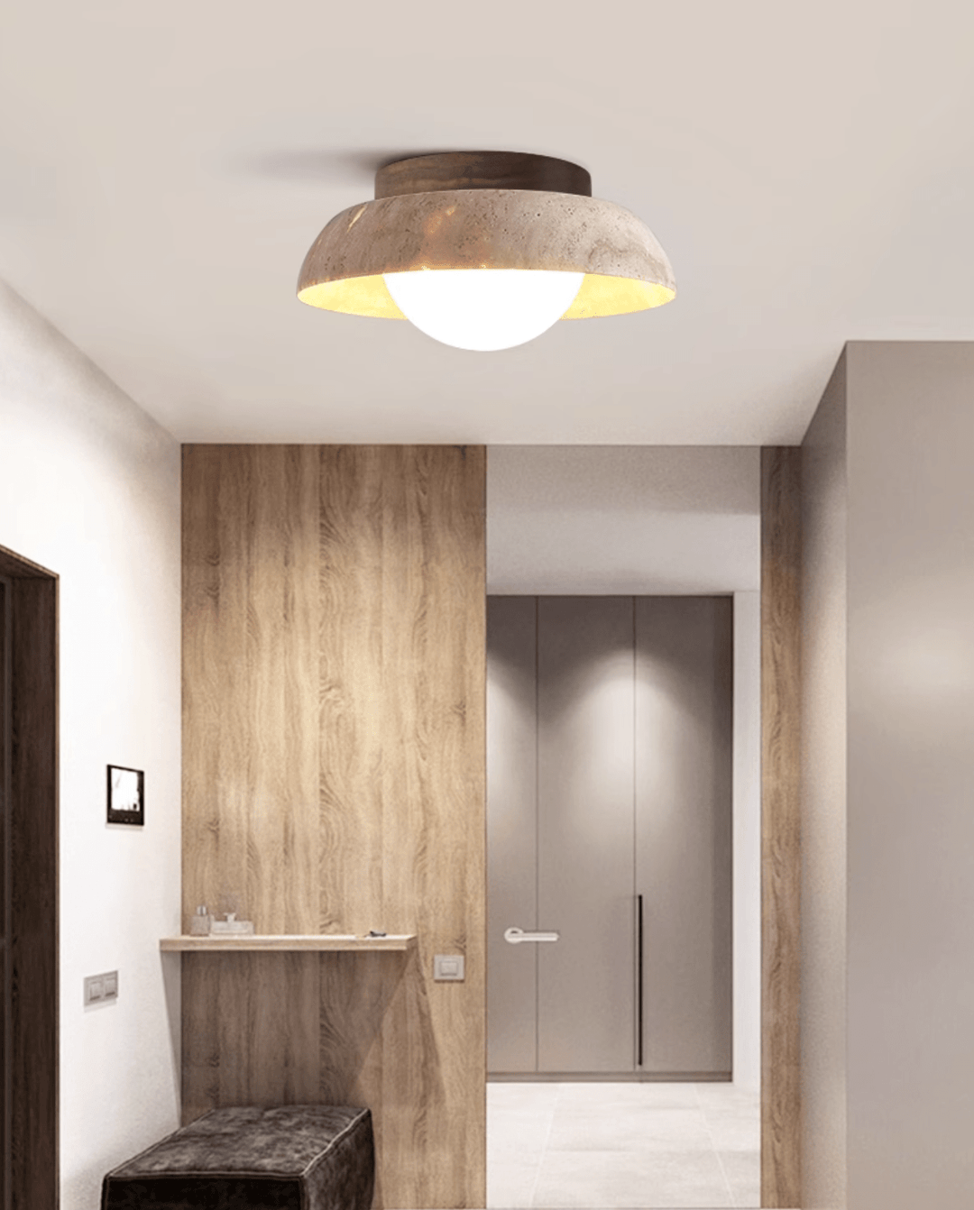 Ashaionis Lampe Plafonnier Disc-Dôme en Travertin - Neutralighting