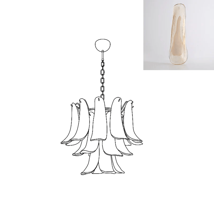 Aurora Lustre Pétales en Verre de Murano Vintage - Neutralighting