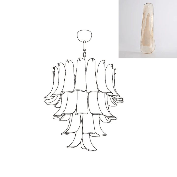 Aurora Lustre Pétales en Verre de Murano Vintage - Neutralighting