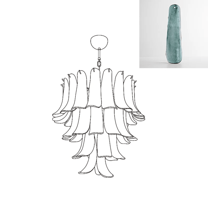 Aurora Lustre Pétales en Verre de Murano Vintage - Neutralighting