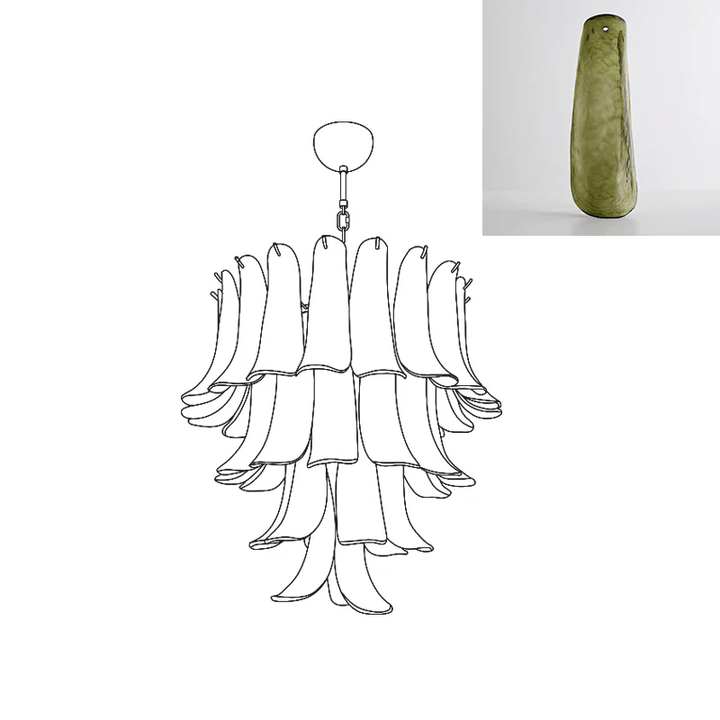 Aurora Lustre Pétales en Verre de Murano Vintage - Neutralighting