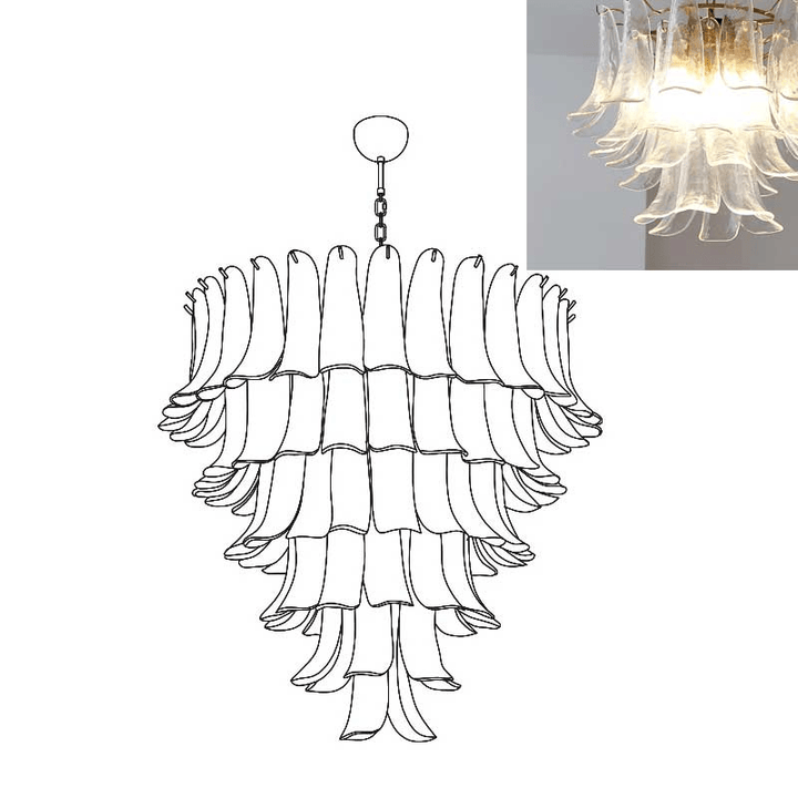 Aurora Lustre Pétales en Verre de Murano Vintage - Neutralighting