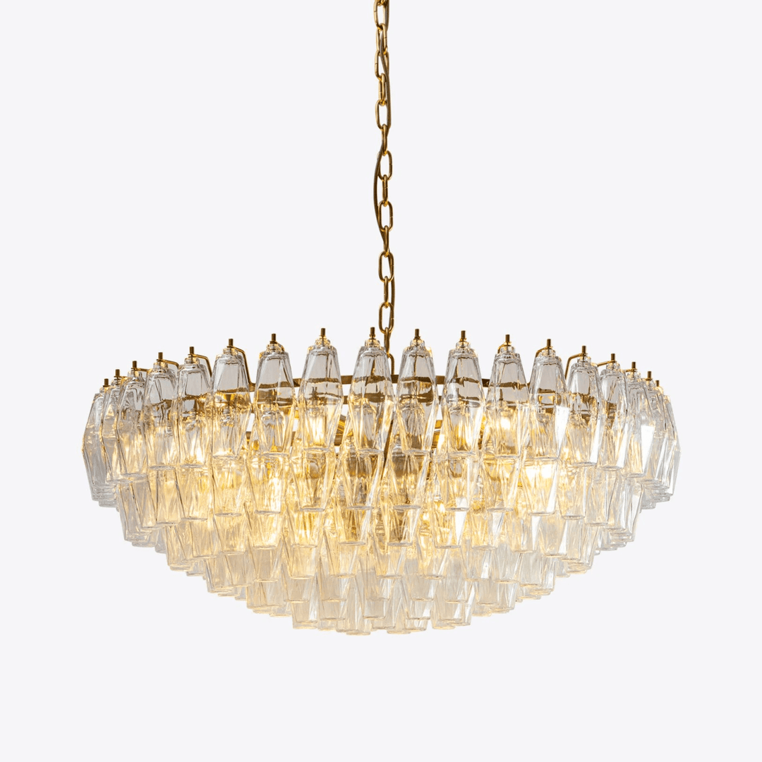 Aurora Chandelier en Verre Murano Transparent Polyèdre Vintage - Neutralighting