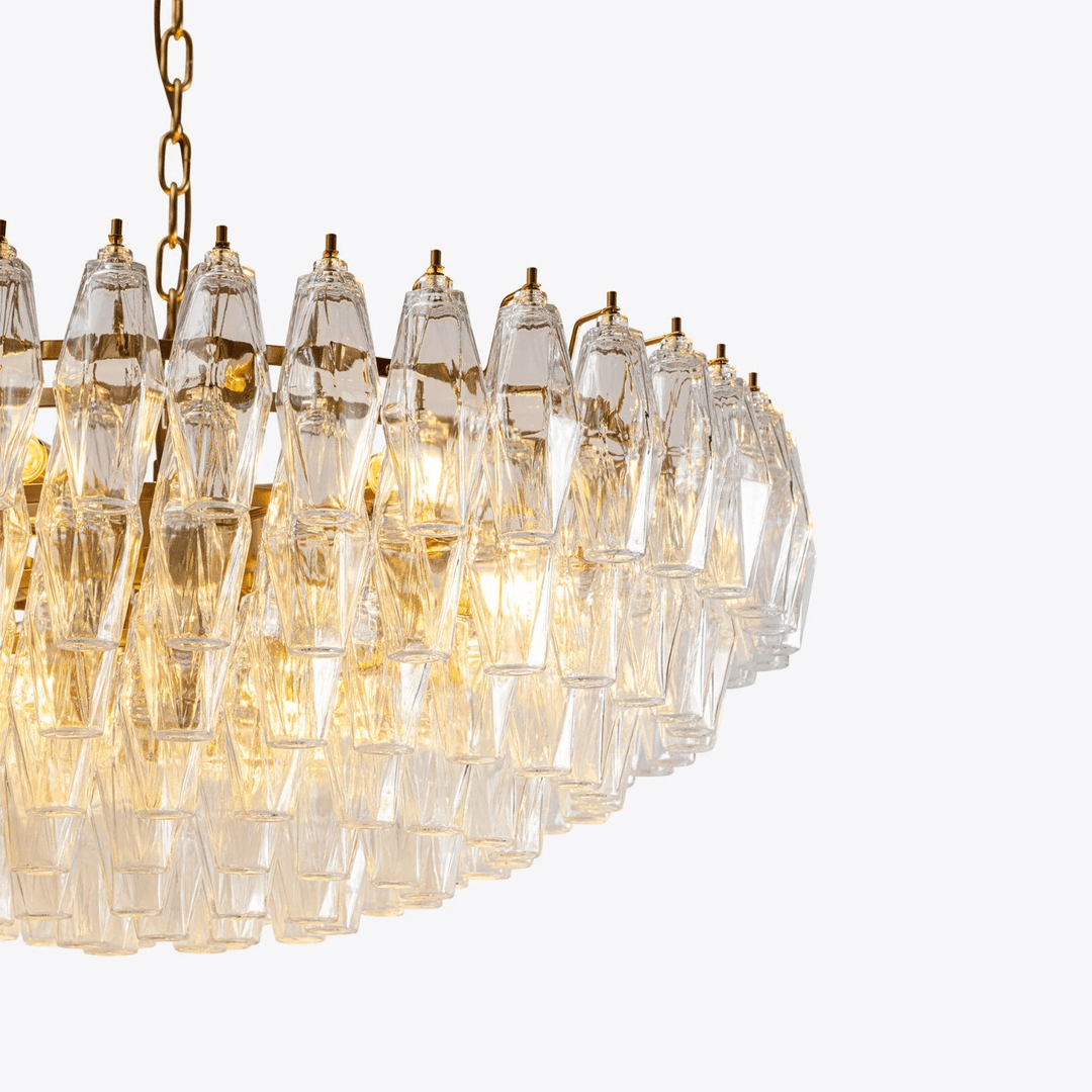 Aurora Chandelier en Verre Murano Transparent Polyèdre Vintage - Neutralighting
