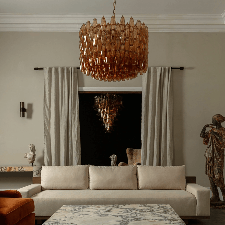 Aurora Lustre Tambour Ambre Verre - Neutralighting