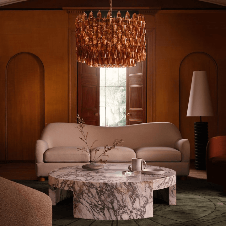 Aurora Lustre Tambour Ambre Verre - Neutralighting
