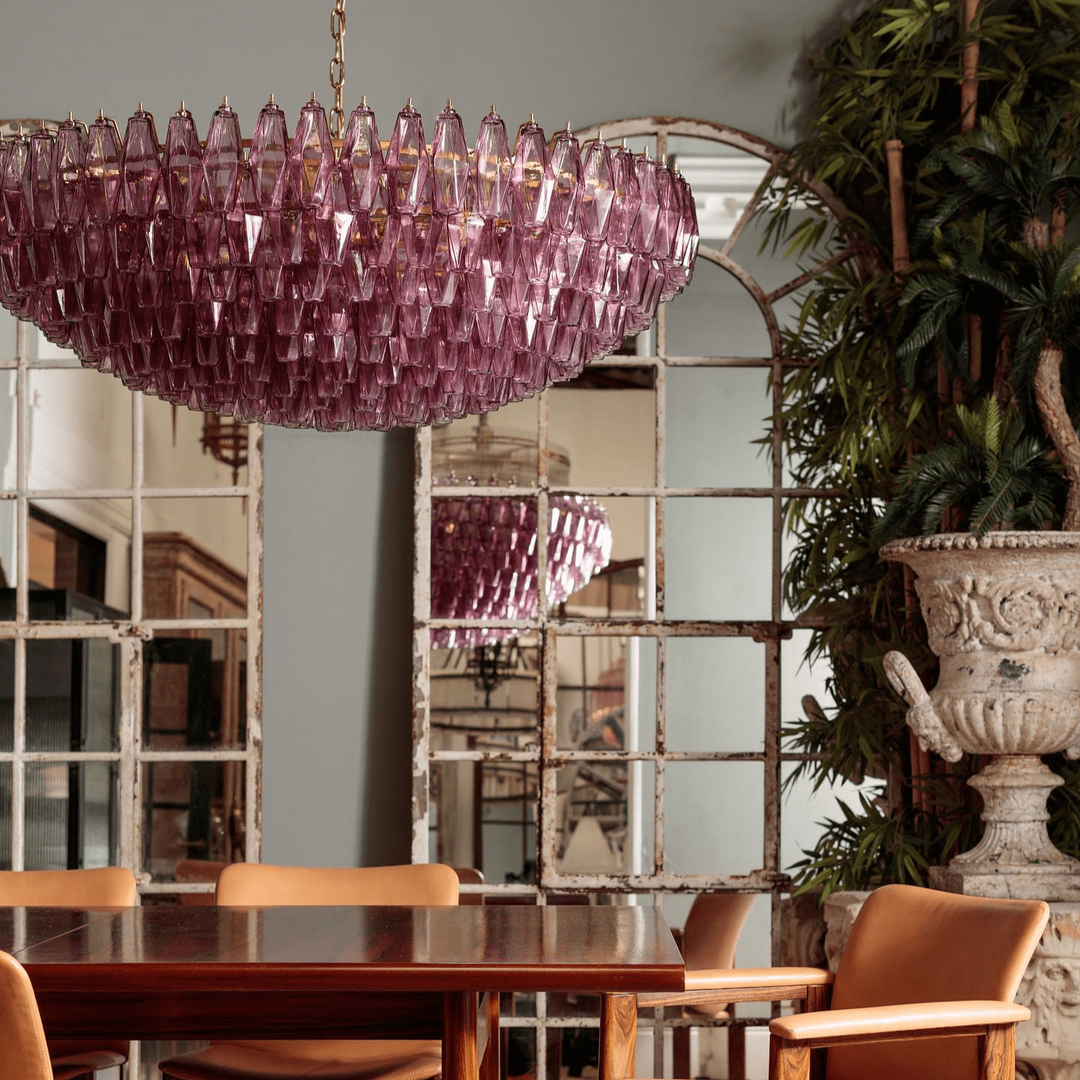 Aurora Chandelier en Verre Murano Transparent Polyèdre Vintage - Neutralighting
