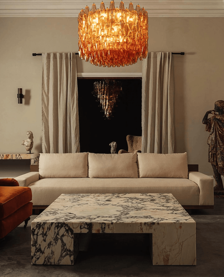 Aurora Lustre Tambour Ambre Verre - Neutralighting