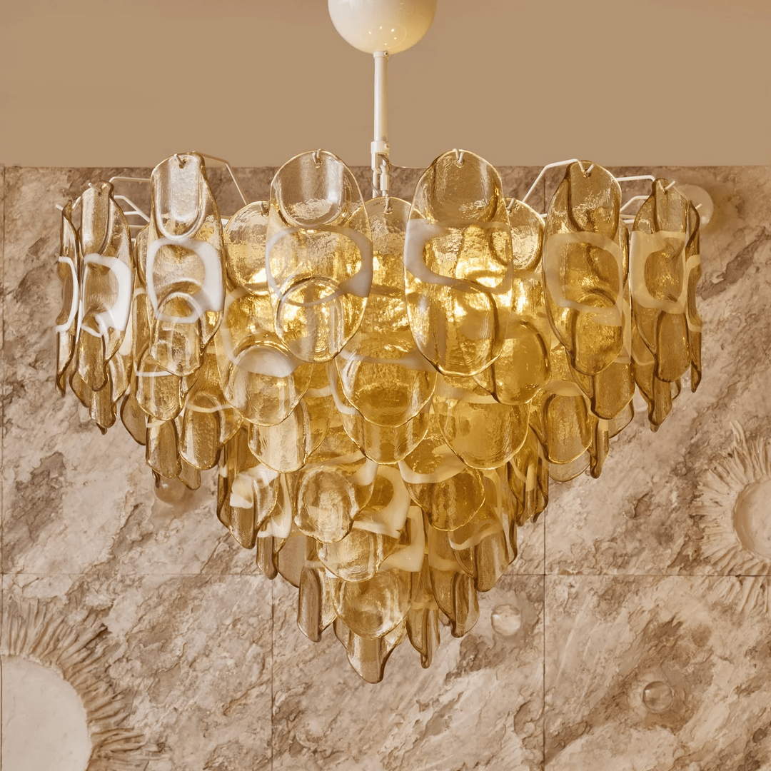 Aurora Lustre Ambre Murano Verre Ovale Gouttes Superposé - Neutralighting
