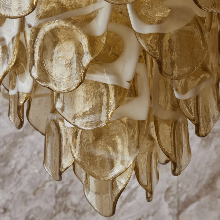 Aurora Lustre Ambre Murano Verre Ovale Gouttes Superposé - Neutralighting