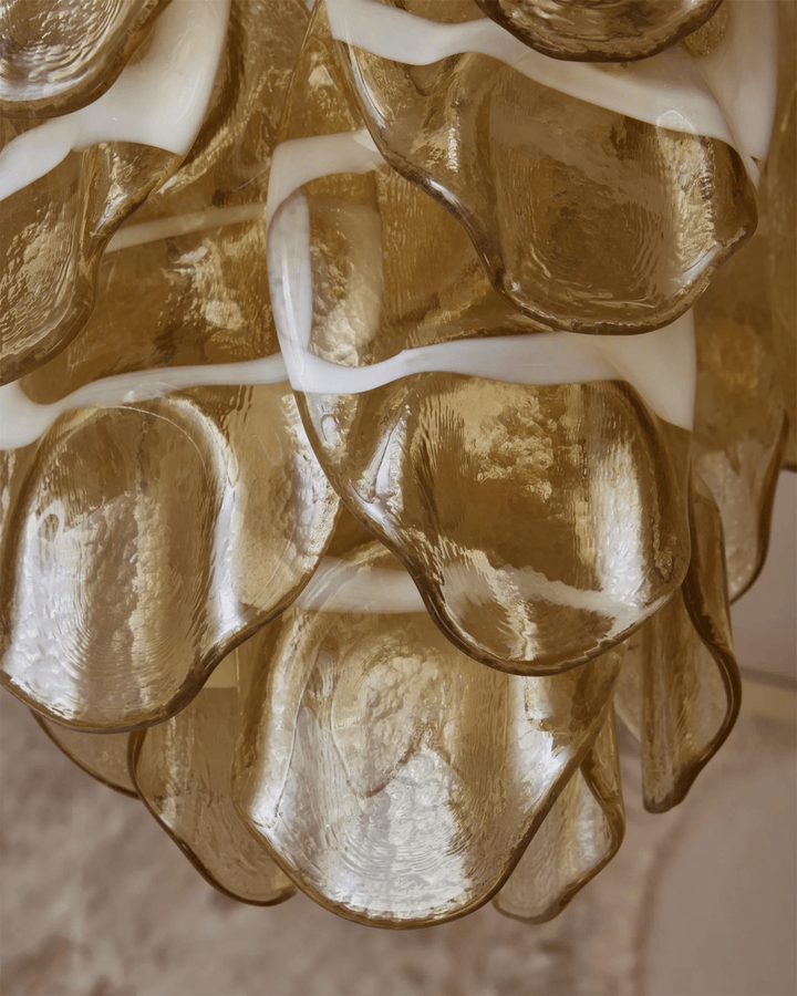 Aurora Lustre Ambre Murano Verre Ovale Gouttes Superposé - Neutralighting
