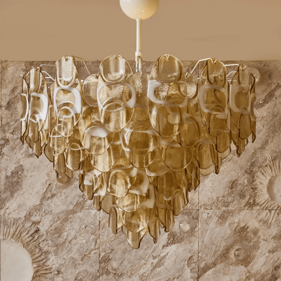 Aurora Lustre Ambre Murano Verre Ovale Gouttes Superposé - Neutralighting