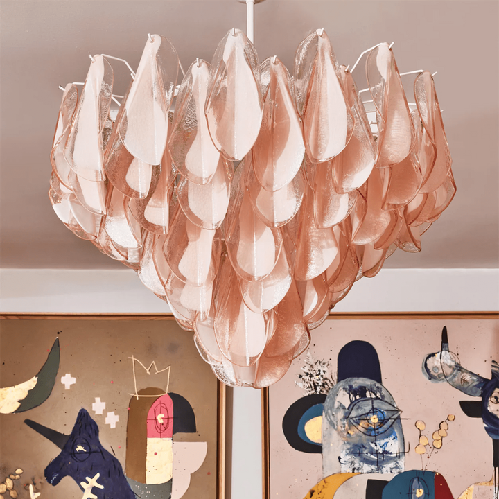 Aurora Lustre Ambre Murano Verre Ovale Gouttes Superposé - Neutralighting