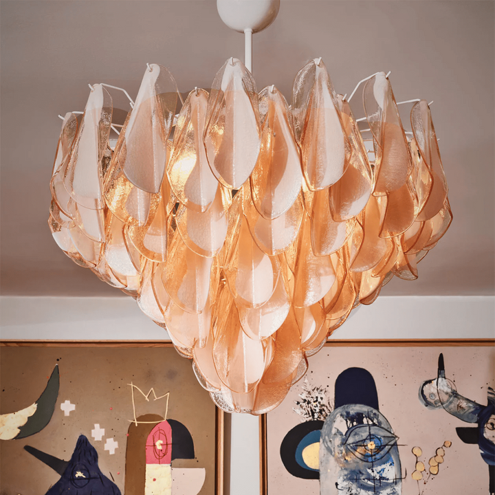 Aurora Lustre Ambre Murano Verre Ovale Gouttes Superposé - Neutralighting