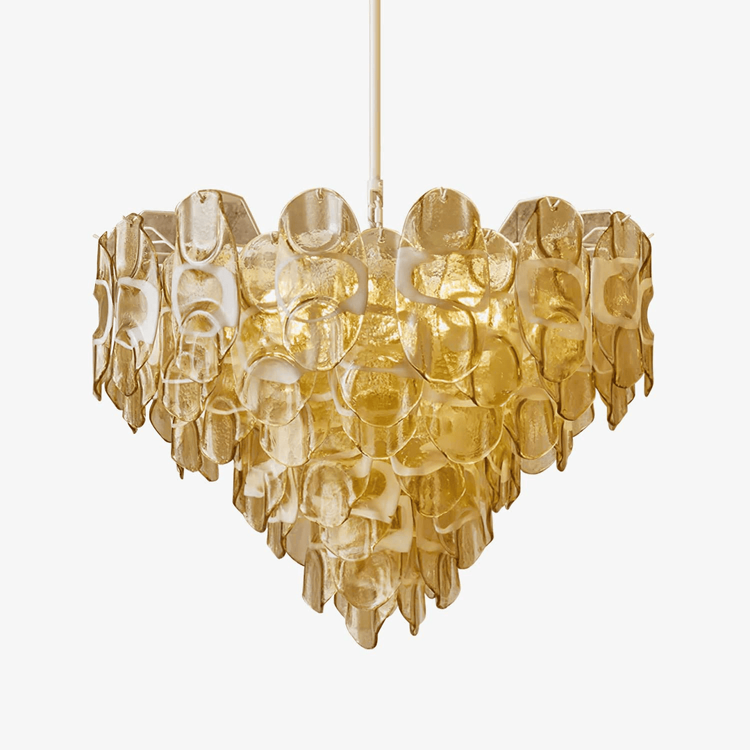 Aurora Lustre Ambre Murano Verre Ovale Gouttes Superposé - Neutralighting