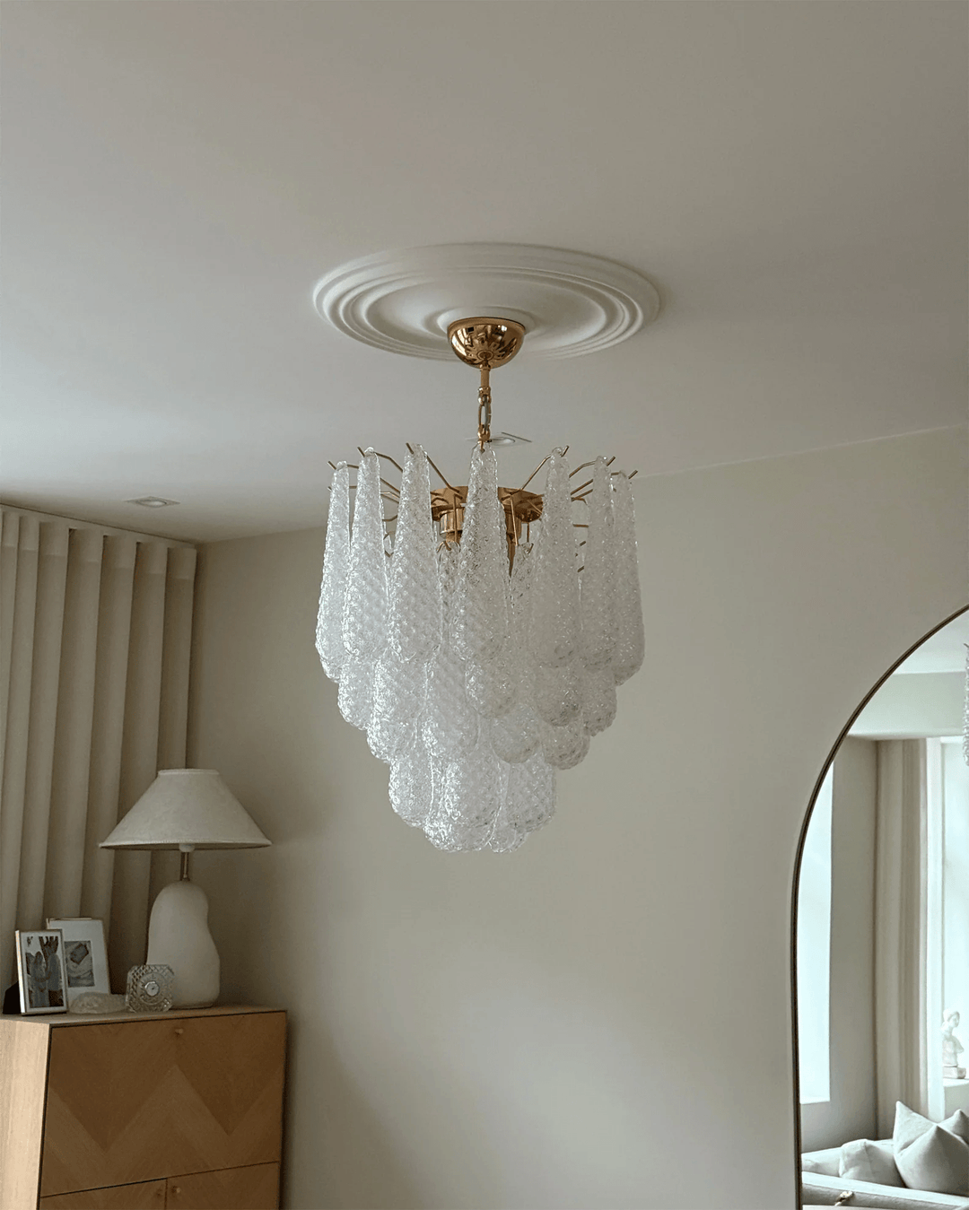 Aurora Lustre Murano Verre Gouttes Givré Larme - Neutralighting