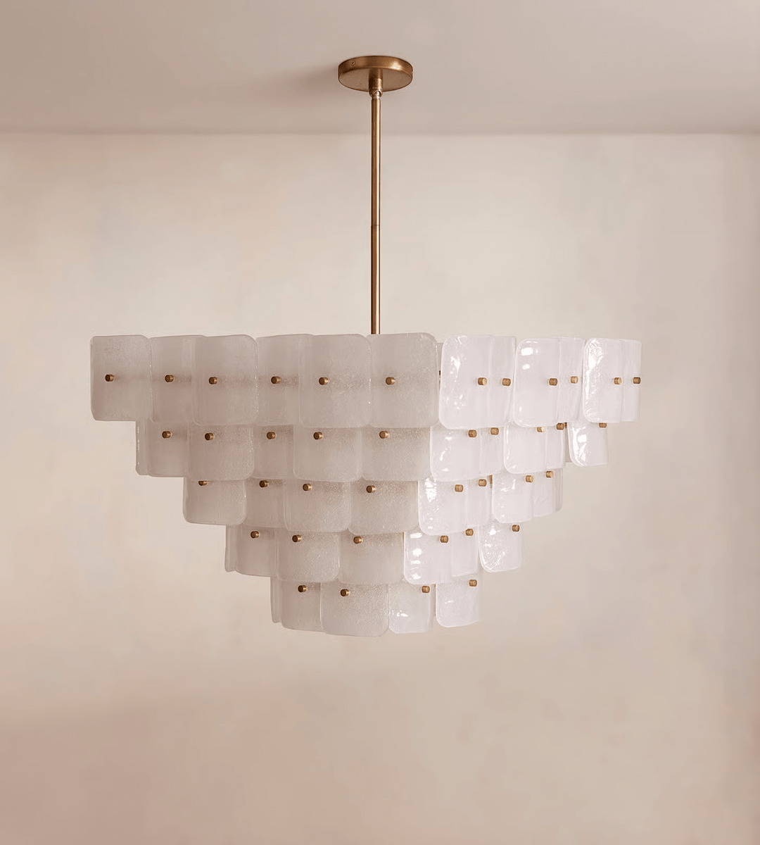 Aurora Lustre Blanc Givré Verre Géométrique Étagé - Neutralighting