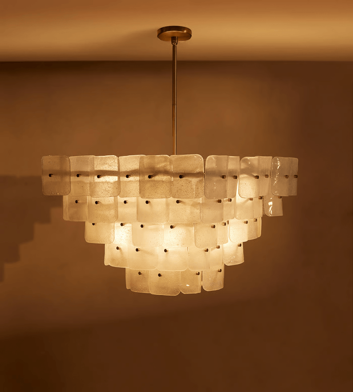 Aurora Lustre Blanc Givré Verre Géométrique Étagé - Neutralighting