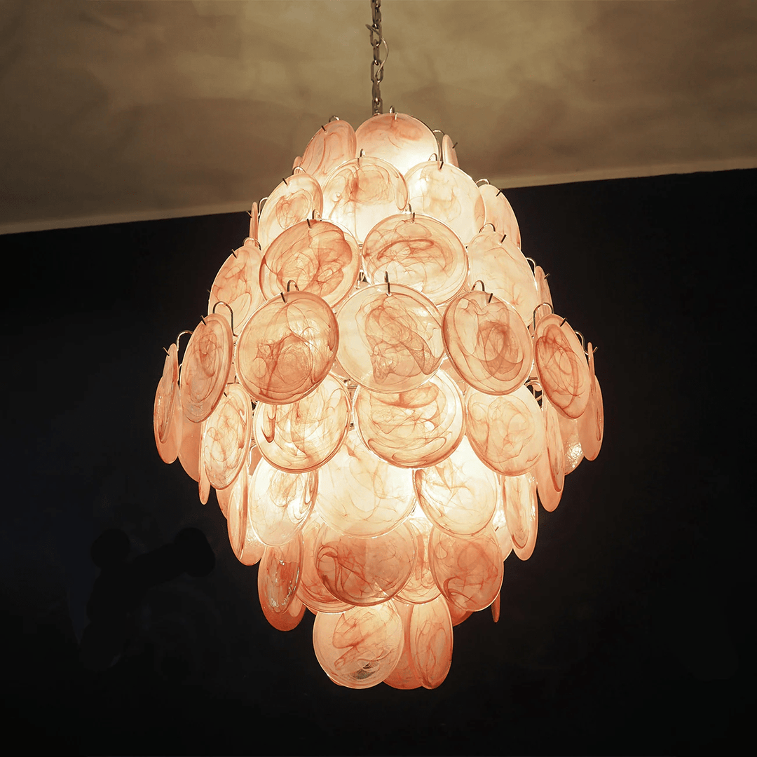 Aurora Lustre Rose Murano Verre Soufflé-Main Disques - Neutralighting