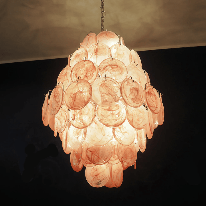 Aurora Lustre Rose Murano Verre Soufflé-Main Disques - Neutralighting