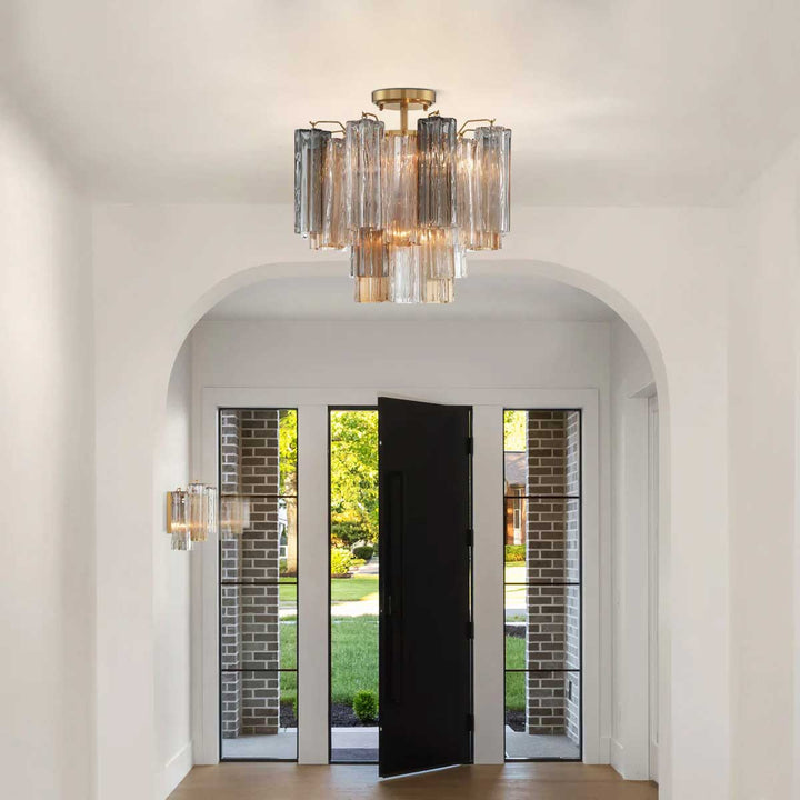 Aurora Plafonnier Transparent Murano Verre Tubulaire Soufflé-Main - Neutralighting